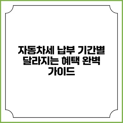 자동차세 납부 기간별 달라지는 혜택 완벽 가이드