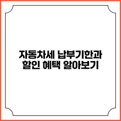자동차세 납부기한과 할인 혜택 알아보기