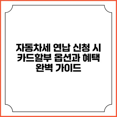 자동차세 연납 신청 시 카드할부 옵션과 혜택 완벽 가이드