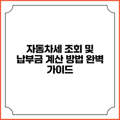 자동차세 조회 및 납부금 계산 방법 완벽 가이드