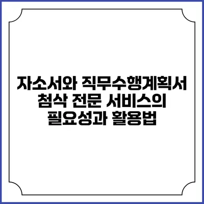 자소서와 직무수행계획서 첨삭 전문 서비스의 필요성과 활용법