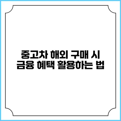 중고차 해외 구매 시 금융 혜택 활용하는 법