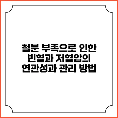 철분 부족으로 인한 빈혈과 저혈압의 연관성과 관리 방법