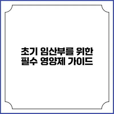 초기 임산부를 위한 필수 영양제 가이드