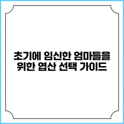 초기에 임신한 엄마들을 위한 엽산 선택 가이드
