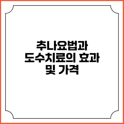 추나요법과 도수치료의 효과 및 가격