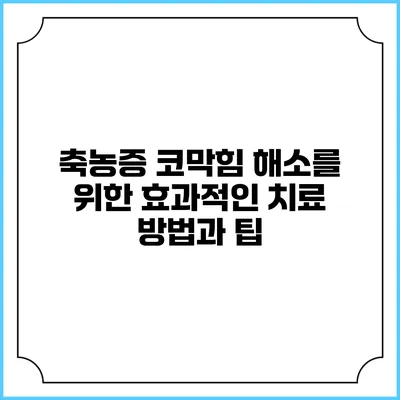 축농증 코막힘 해소를 위한 효과적인 치료 방법과 팁