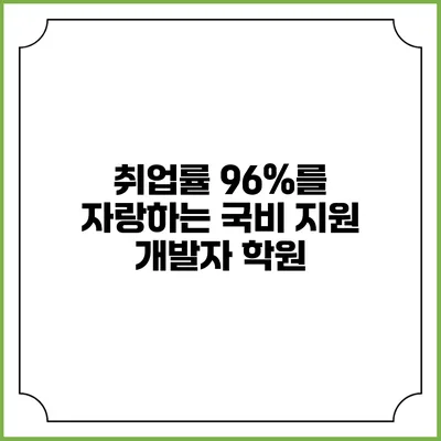 취업률 96%를 자랑하는 국비 지원 개발자 학원