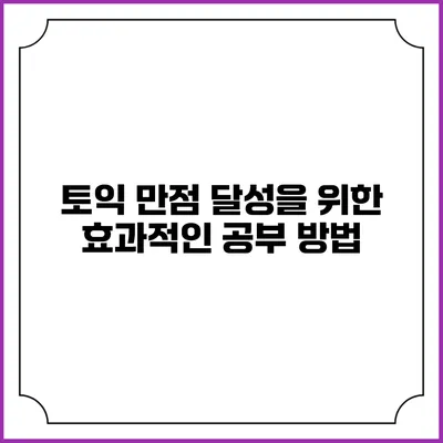 토익 만점 달성을 위한 효과적인 공부 방법