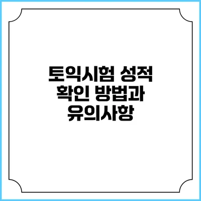 토익시험 성적 확인 방법과 유의사항