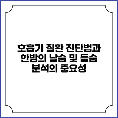 호흡기 질환 진단법과 한방의 날숨 및 들숨 분석의 중요성