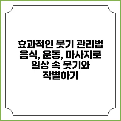 효과적인 붓기 관리법: 음식, 운동, 마사지로 일상 속 붓기와 작별하기