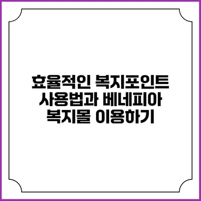 효율적인 복지포인트 사용법과 베네피아 복지몰 이용하기