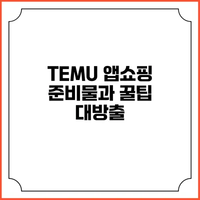 TEMU 앱쇼핑 준비물과 꿀팁 대방출