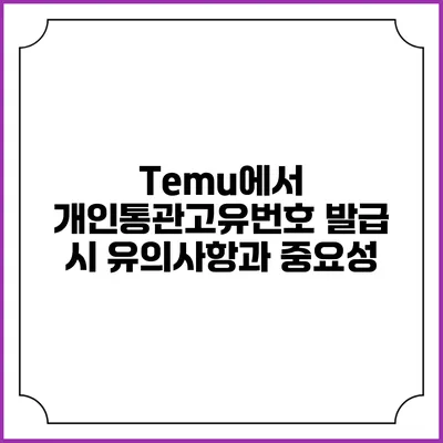 Temu에서 개인통관고유번호 발급 시 유의사항과 중요성