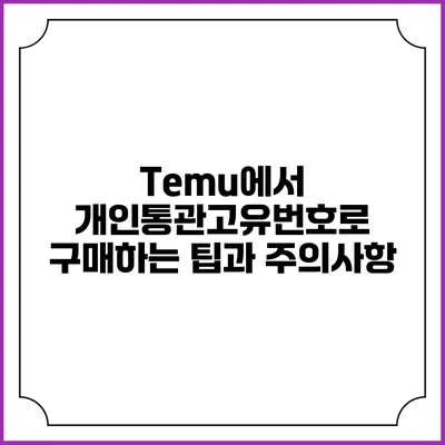 Temu에서 개인통관고유번호로 구매하는 팁과 주의사항