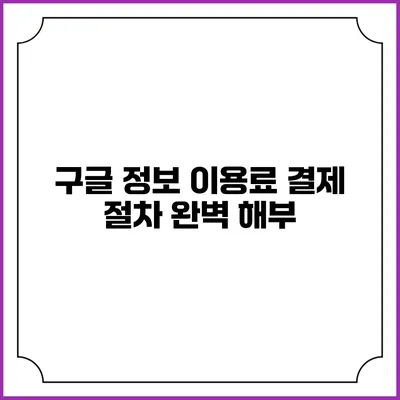 구글 정보 이용료 결제 절차 완벽 해부