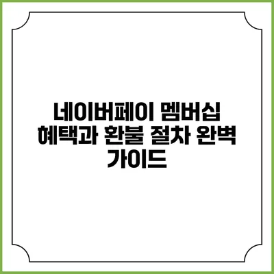 네이버페이 멤버십 혜택과 환불 절차 완벽 가이드