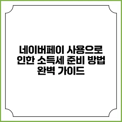 네이버페이 사용으로 인한 소득세 준비 방법 완벽 가이드