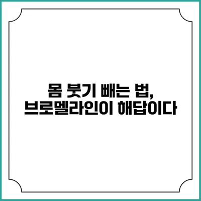 몸 붓기 빼는 법, 브로멜라인이 해답이다
