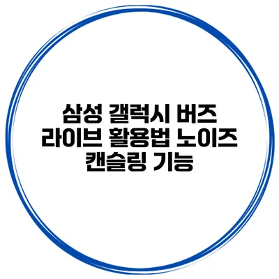 삼성 갤럭시 버즈 라이브 활용법 노이즈 캔슬링 기능