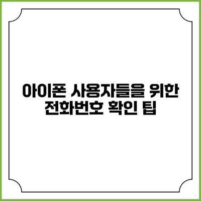 아이폰 사용자들을 위한 전화번호 확인 팁