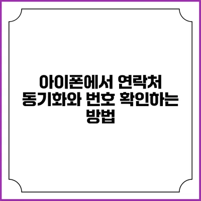 아이폰에서 연락처 동기화와 번호 확인하는 방법