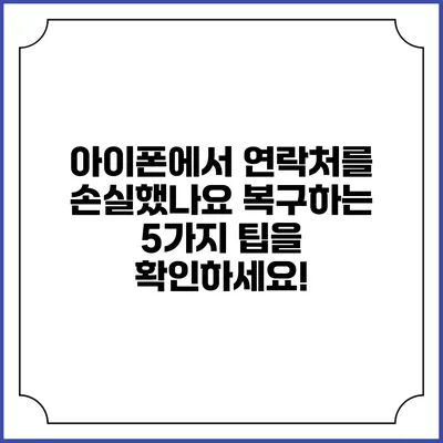 아이폰에서 연락처를 손실했나요? 복구하는 5가지 팁을 확인하세요!