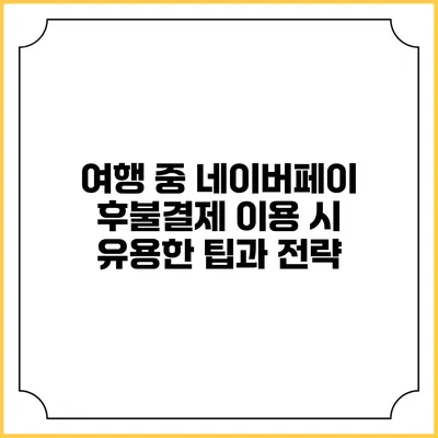 여행 중 네이버페이 후불결제 이용 시 유용한 팁과 전략