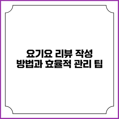 요기요 리뷰 작성 방법과 효율적 관리 팁