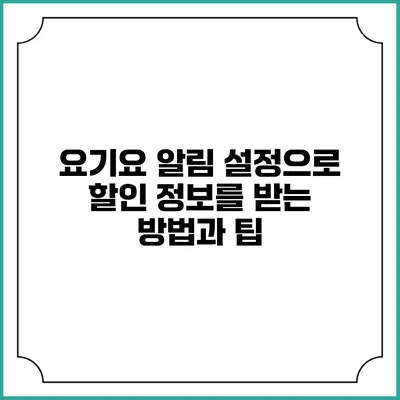요기요 알림 설정으로 할인 정보를 받는 방법과 팁