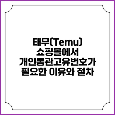 태무(Temu) 쇼핑몰에서 개인통관고유번호가 필요한 이유와 절차