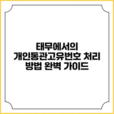 태무에서의 개인통관고유번호 처리 방법: 완벽 가이드