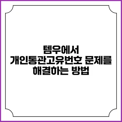 템우에서 개인통관고유번호 문제를 해결하는 방법