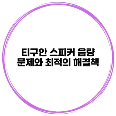 티구안 스피커 음량 문제와 최적의 해결책